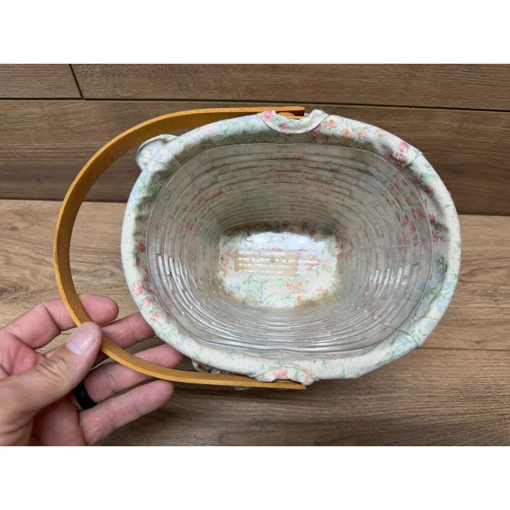 Longaberger Mothers Day Basket 2001 Vintage Blossoms Cloth Liner Plastic Insert